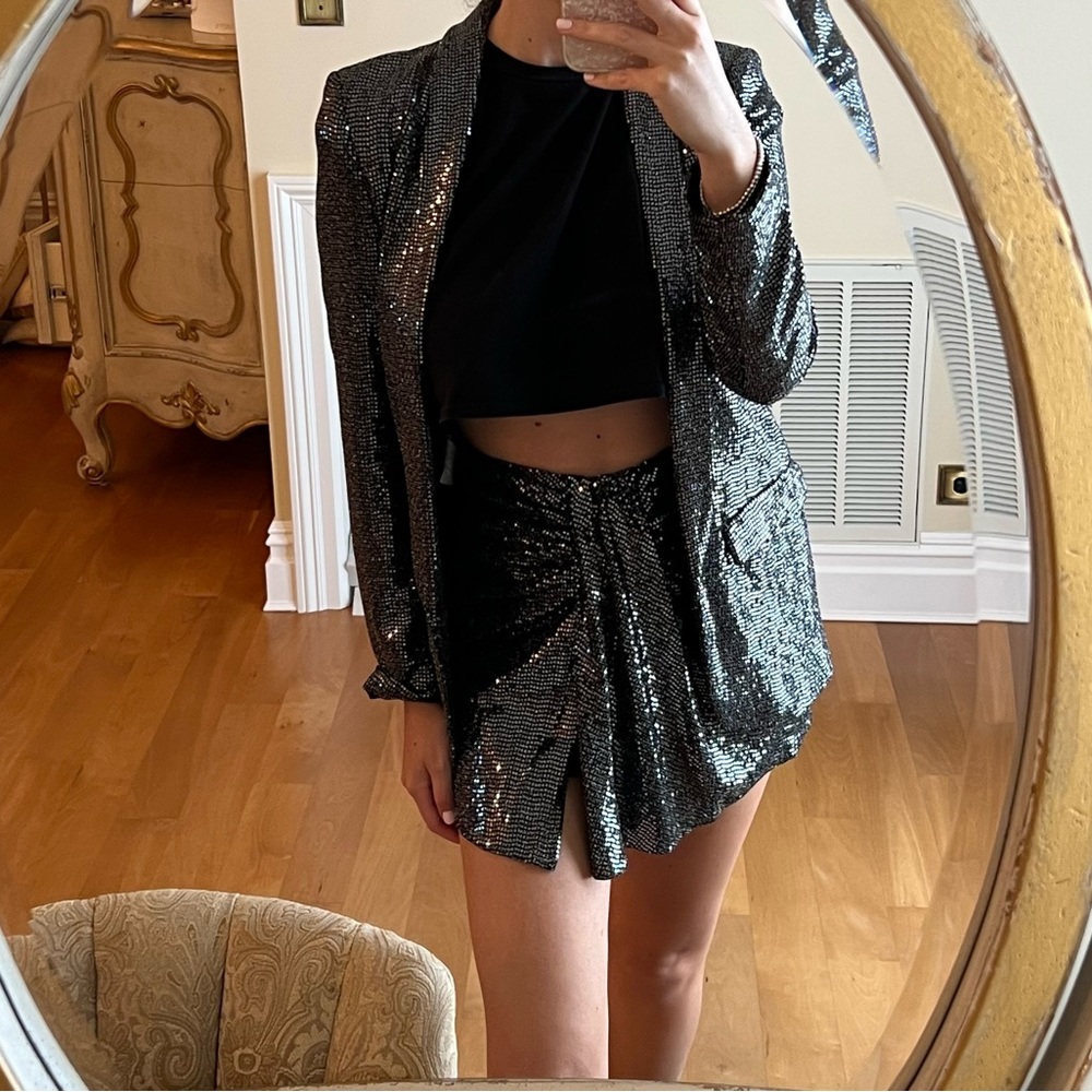 ZARA METALLIC BLAZER & SKIRT